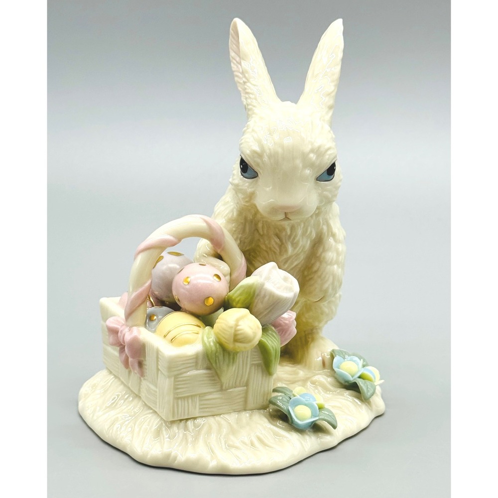 Lenox Figurine Easter Bunny Basket Of Eggs and Tulips Store Exclusive 5 inch